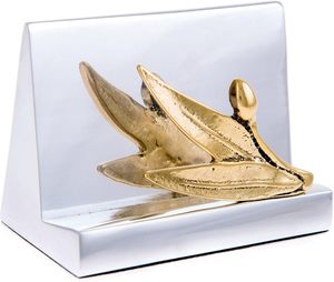 <b>Metal</b> Decorative Business Card Holder Golden Olive Branch Design Desk Organizer for Office Home - Product Image 5