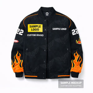 Chaqueta Varsity Personalizada Flame Racing, Chaqueta Bomber con Logotipo Personalizado, Chaqueta Vintage de Motociclismo y Streetwear - Product Image 5