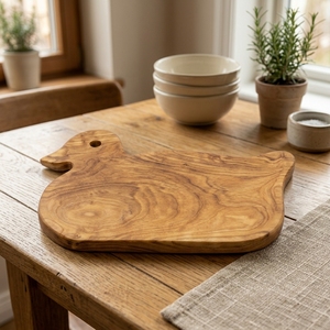 Adorable <b>Duck</b> Shaped Solid Wood Cutting <b>Board</b> Decorative Kitchen Prep Block Artisan Charcuterie Platter Serving Tray Box - Product Image 5