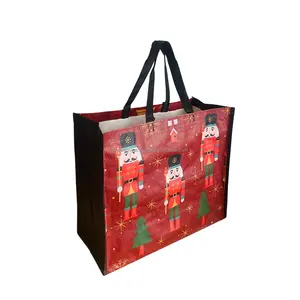 Werbe-Recycling-Lebensmittel Frohe Weihnachten Geschenk PP gewebte Damen Shopper Tragetaschen mit individuell bedruckten Logo