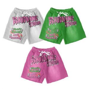 Pantalones cortos de algodón con bordado desgastado y efecto lavado ácido, con LOGO personalizado, para hombre, de la mejor calidad a precios razonables. - Product Image 1