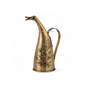 Brass Goose Shape Watering Can With Floral <b>Engraving</b> Durable Gardening <b>Tool</b> - Product Image 1
