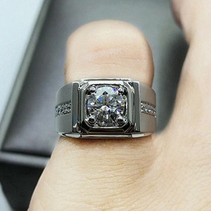 Anillo de Compromiso de Moissanita Tallada, Plata de Ley 925, Chapado en Oro Blanco, Joyería Fina, Elegante, Minimalista y de Lujo - Product Image 3