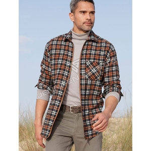 Camisas casuales de hombre OEM ODM con botones, camisas de franela 100% algodón a cuadros, tela de franela para camisa de hombre - Product Image 3