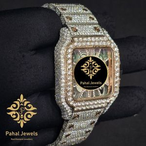 นาฬิกาข้อมือ Pahal Jewels รุ่นวินเทจ ประดับเพชร หน้าปัดสี่เหลี่ยม ขนาด 40 มม. ตัวเรือนสแตนเลส สายขนาด 20 มม. หรูหรา ทันสมัย - Product Image 2