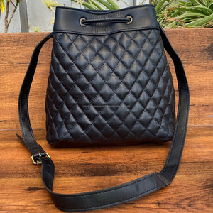 New Hand Tooled Quilted Leather <b>Women</b> Crossbody Bucket <b>Bags</b> High Quality Cowhide Leather Designer Tassel Drawstring Shoulder <b>Bag</b> - Product Image 5