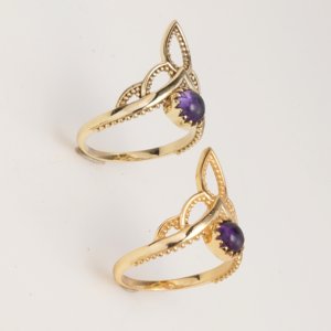 Natural Amethyst Filigree Brass Gemstone <b>Ring</b> Delicate Floral Design Handmade Vintage Style <b>Statement</b> <b>Ring</b> Shopping Elegant - Product Image 4