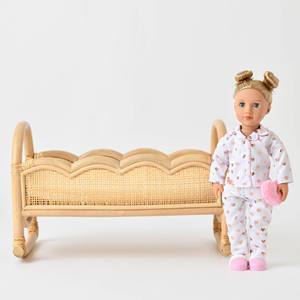 Cuna mecedora para muñecas, hecha a mano, de ratán, de alta calidad, muebles para muñecas, venta al por mayor - Product Image 2