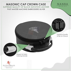 Limited Masonic Masonic Past Master Premium Masonic Crown Cap <b>Case</b> Leather – Freemason Hat Storage <b>Carrying</b> Box - Product Image 2