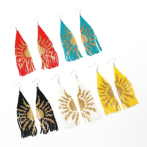 ต่างหูอะคริลิคสไตล์โบฮีเมียนสำหรับผู้หญิง รูปทรงไม่สมมาตร ประดับลูกปัดลายดวงอาทิตย์ ทำด้วยมือ งานฝีมือแฟชั่น - Product Image 6