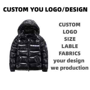 Wholesale Custom <b>Men's</b> Stand Collar Winter Waterproof Padded Hooded Streetwear <b>Down</b> <b>Filled</b> Bubble Quilted Outdoor Puffer <b>Jacket</b> - Product Image 3