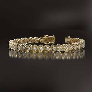 Pulsera de tenis de plata de ley con forma de corazón, cadena de mano de lujo estilo hip hop, joyería fina brillante para mujer - Product Image 6