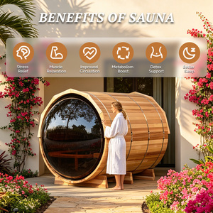 Sauna Exterior Tipo Barril con Ventana Panorámica Completa, Integración Inteligente con WiFi, Certificación ETL, Madera de Cedro Rojo, Proyecto Hotelero en Filipinas - Product Image 2