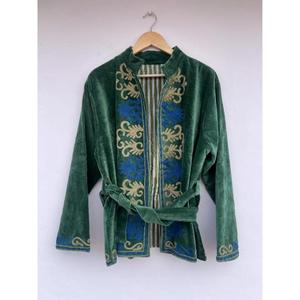 Chaqueta Kimono de Alta Calidad, Elegante, Tejida en Algodón y Terciopelo, Transpirable, Modesta, de Manga Larga, Reversible, Estilo Suzani, para Mujer, Invierno - Product Image 2