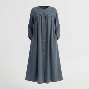 2025 OEM Kimono Abaya pour femmes musulmanes, en tissu polyester épais, doux et très extensible, col en V, manches longues, pour fêtes, Ramadan, mariages - Product Image 1
