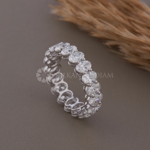 Bague d'éternité en or blanc de haute qualité avec diamants de laboratoire taille ovale pour mariage et fiançailles, pour femme - Product Image 2