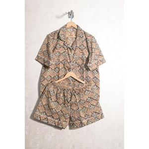 Ensemble de pyjama en coton fait main indien pour femmes, imprimé à la main, ensemble de pyjama court léger pour l'été - Product Image 5