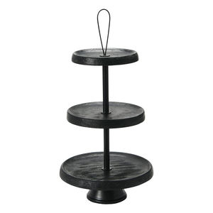 Plateau en bois à 3 niveaux au design élégant avec poignée dorée Support à gâteau en bois ou plateaux de service dans le désert Décoration de table pour la cuisine - Product Image 4