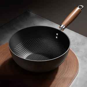 Juego de Sartenes de Hierro con Revestimiento de Acero Inoxidable, Antiadherente, Ecológico, Compatible con Inducción, Mango de Plástico, Capacidad de 1-2L, para Cocina - Product Image 1