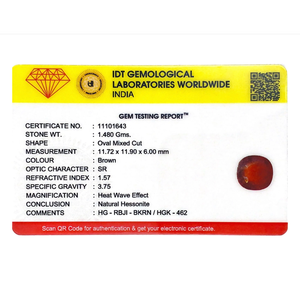 Natural Oval Cut Hessonite Gomed 7.4 Carat Loose Gemstone for Fine Jewelry - Product Image 4