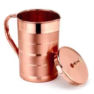 Modern Style Copper Pitcher Jug Elegant Water Drinkware for Kitchen Dining <b>Table</b> Beverage Serving - Product Image 6