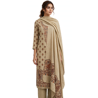 Ensemble 3 pièces en pashmina jacquard Jamawar pour femme, style traditionnel indien pakistanais, Salwar Kameez en tissu tissé réversible et absorbant l'humidité