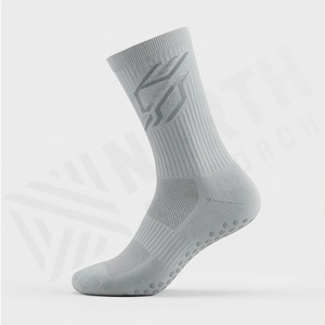 Light Gray Crew Running <b>Socks</b> Geometric Pattern Breathable <b>Polyester</b> Spandex Adult Summer Athletic Sports <b>Socks</b> - Product Image 6
