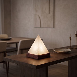 Lámpara Piramidal de Sal del Himalaya Blanca Natural, Hecha a Mano, Luz Nocturna Decorativa para Hogar, Oficina, Spa, Meditación - Product Image 6