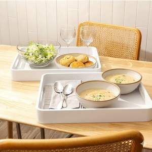 Bandeja de Servir de Madera de Calidad Superior, Color Blanco, para Mesa de Comedor, Bandeja para Desayuno, Café, Postres - Product Image 1