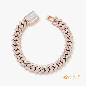 สร้อยข้อมือโซ่เส้นเล็กประดับมอสซาไนต์สีโรสโกลด์ เครื่องประดับแฟชั่นสำหรับใส่ทุกวัน ของขวัญสไตล์ลอสแอนเจลิสสำหรับผู้ชายและผู้หญิง - Product Image 1