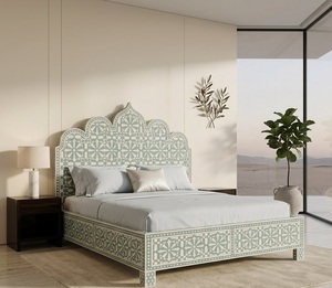 Base de Cama de Madera con Panel Decorativo de Estilo Marroquí Contemporáneo, Tamaño Queen/California King, Muebles Decorativos para Dormitorio - Product Image 3