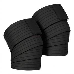 Unisex Powerlifting Squats Training Solid <b>Pink</b> Weightlifting Knee <b>Wraps</b> Elastic Gym Support Straps OEM Custom Natural Rubber PVC - Product Image 5