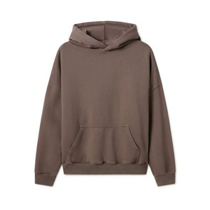 Sudadera con Capucha para Hombre, Corte Regular, Color Marrón Sólido, 100% Algodón Felpa, Informal, con Bolsillo Delantero, Estampado Digital, Ropa de Invierno - Product Image 1