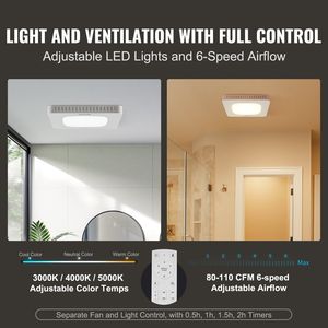 Ventilatore di Scarico per Bagno ad Alta Efficienza 110 CFM con Motore Interamente in Rame, Bassa Rumorosità 1.5sones, a Risparmio Energetico per Bagni - Product Image 6