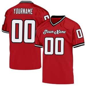 Venta al por Mayor Directa de Fábrica, Envío Directo, Jersey de Fútbol Americano Retro Personalizado Rojo, Blanco y Negro - Product Image 1