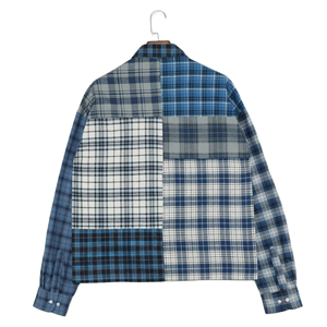 Fashionable Men's <b>Patchwork</b> Plaid Button Down Long Sleeve <b>Shirts</b> - Product Image 2