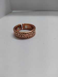 Anillo de Cobre Ajustable Hecho a Mano con Grabado de Corazón y Geométrico, Banda Abierta de Cobre Puro, Joyería de Moda Unisex - Product Image 5
