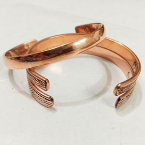 Strong Magnet Copper Cuff Bracelet Fashionable Hammered Magnetic Therapy <b>Wristband</b> for Anti-Inflammation & Pain Relief - Product Image 3