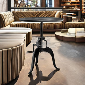 Industrial Antique Mechanic DIY Crank Height Adjustable <b>Cast</b> <b>Iron</b> Three-<b>Legged</b> Accent end <b>Table</b> Farmhouse Accent Side <b>Table</b> - Product Image 1