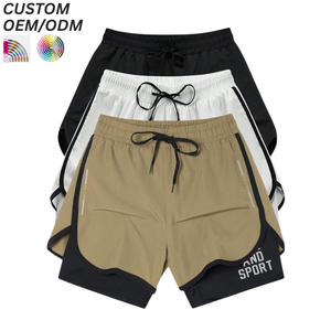 Shorts décontractés pour hommes en coton imperméable, tricotés, à taille mi-haute élastique, séchage rapide, légers et respirants, pour l'été et les activités de plein air, personnalisables - Product Image 1