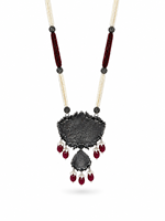 Collier vintage à perles grenat, pendentif en alliage de cuivre, bijoux de mariage pour femme, design à pompon plaqué bronze antique, laboratoire de création
