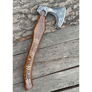 Hacha Tomahawk Industrial Hecha a Mano de Acero al Carbono, Multiusos, para Camping, Supervivencia al Aire Libre, Mango de Madera de Palisandro, Cuero, 1.5 kg - Product Image 6