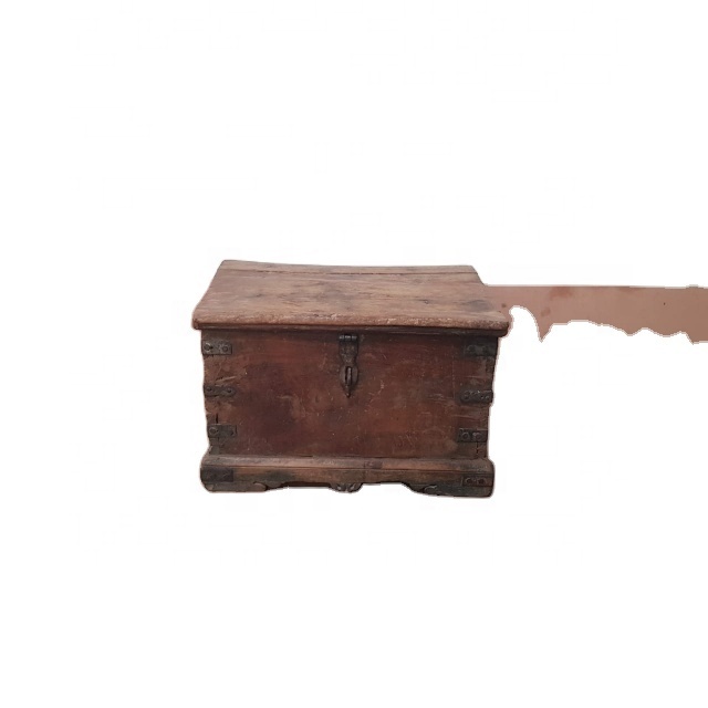 Antique Solid Wood Teak Trunk Vintage Eco-friendly Multi-Purpose Handcrafted Customizable Storage Box Farmhouse Furniture Living