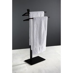 Moderno Toallero de Metal Negro Independiente con Tres Brazos, Organizador de Baño con Base Pesada y Estructura Contemporánea - Product Image 1