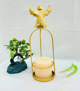 Portavelas de Metal rústico, ángulo decorativo dorado para uso doméstico, para chimenea, manto, Patio, mesa de boda, decoraciones para festivales - Product Image 1