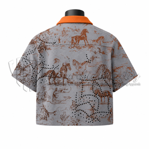 Camisa de Manga Corta con Cierre para Hombre, Estilo Occidental, Casual, Verano, Cuello en Contraste, Ropa Urbana Personalizada, Venta al Por Mayor - Product Image 2