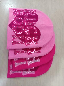 Bonnet Rich Bodi rose orné de strass, 100 % acrylique, tricoté à la machine, pour femme, décontracté, hiver, 56-58 cm - Product Image 4