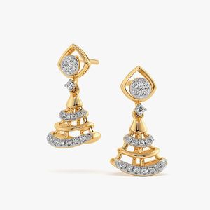 Boucles d'oreilles clous rondes à motif floral et diamants - Product Image 4