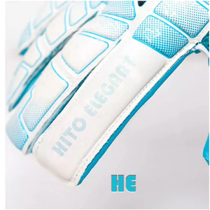 Guantes de Portero de Fútbol Elásticos de Látex Alemán con Diseño Personalizado en Blanco y Azul, Corte Negativo, con Látex Alemán de 4 mm con Relieve - Product Image 6