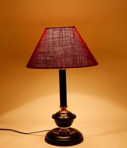 Elegant Red Shade <b>Table</b> Lamp Brass Base Traditional Design Indoor Bedroom Decor - Product Image 3